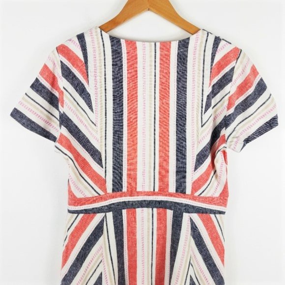 Parker Kacey Multicolor Striped Linen Blend Dress - Picture 12 of 13